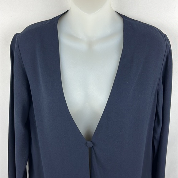 Eileen Fisher One Button Silk Lightweight Cardigan Jacket Navy‎ Blue Size S - Picture 1 of 10